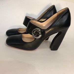 Prada Mary Jane Pump sculpted heel and button